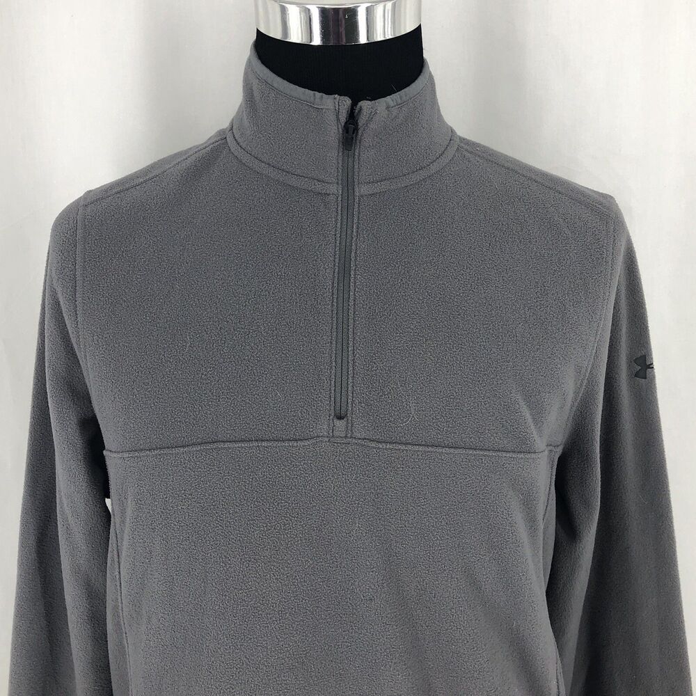 UNDER ARMOUR Loose Gray Long Sleeve 1/4 Zip Fleece Pullover UM9432 Medium